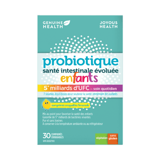 Probiotique quotidien pour enfants 5 milliards d'UFC | Santé Intestinale évoluée - Comprimés croquables à la limonade -Genuine Health -Gagné en Santé