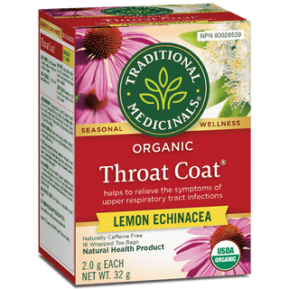 Traditional medicinals - org 'throat coat' lemon echin. h. tea - 16b